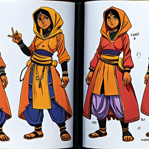 Home 20 **
Prompt: A vibrant, colorful spread from the "Hallo Jadoo" artbook, showcasing the evolution of Jadoo's character design. Include early sketches alongside her final, familiar look. Manga and Anime influences subtly visible. Focus on the details of her clothing and expressive facial expressions. Background should hint at the show's world.
**