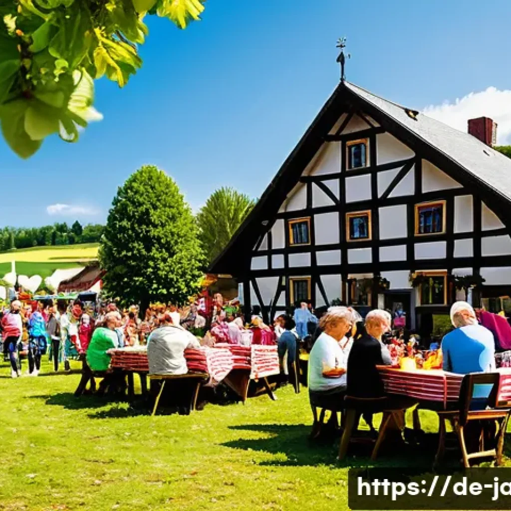 자두와 주변 인물 간의 관계 - A lively traditional German plum festival in a quaint rural village setting during late summer, feat...