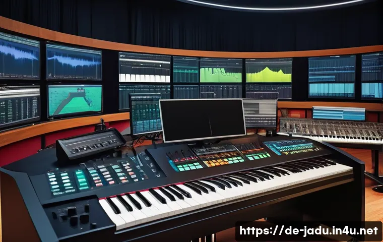 안녕자두야 OST 소개 - A vibrant animation studio scene showing a diverse group of composers and musicians collaborating on...