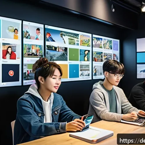 안녕자두야 팬 커뮤니티 소개 - A vibrant online community scene showing diverse groups of people engaging in various interactive ac...