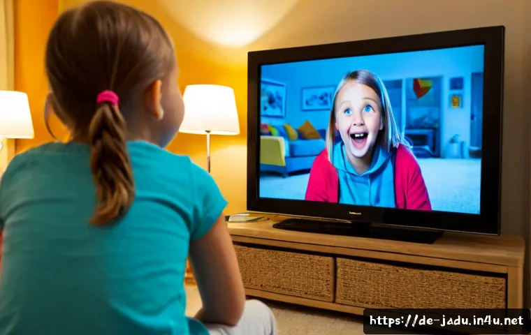 안녕자두야 명장면 분석 - Photorealistic German family living room, a cheerful young girl and her parents watching a colorful ...